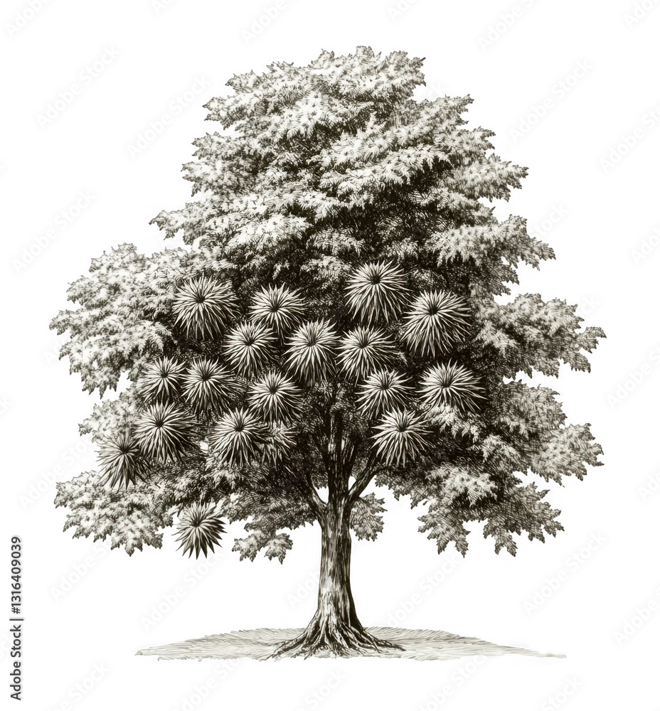 Fototapeta premium Stylized Black and White Tree Illustration