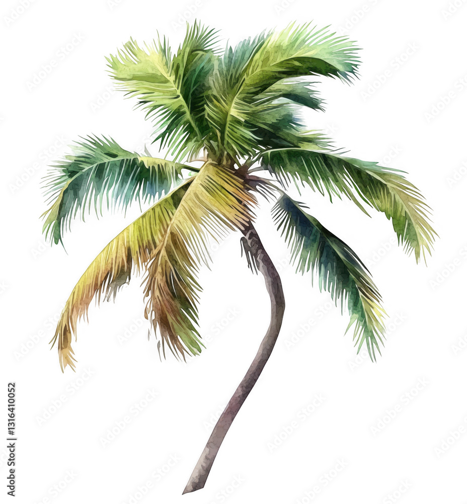 Fototapeta premium Tropical Palm Tree on Black Background