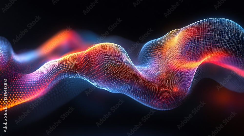 Fototapeta premium Glowing digital wave, dark background