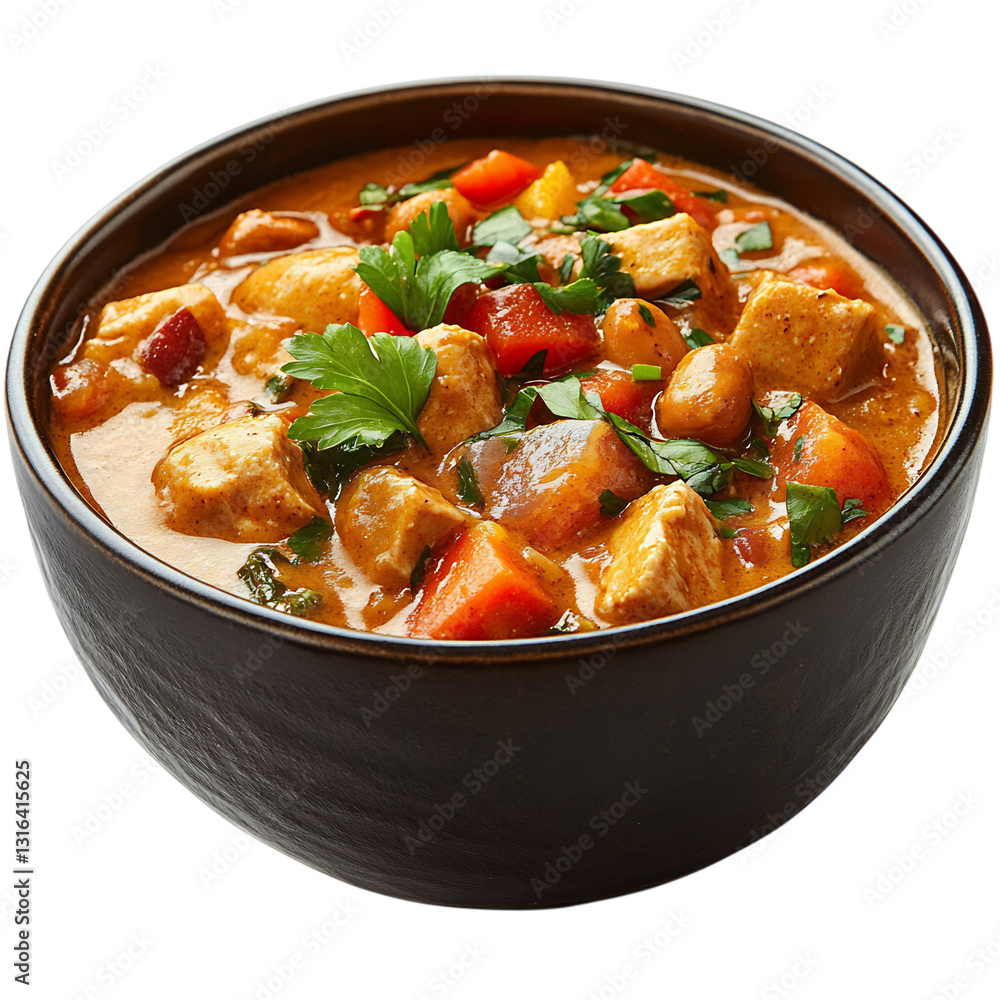 A Bowl of Chicken Curry Isolated on Transparent Background A Bowl of Chicken Curry Isolated on Transparent Background