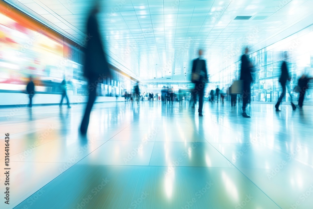 modern office interior with blurred business people in motion modern office interior with blurred business people in motion