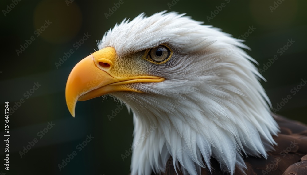 Majestic Bald Eagle with White Feathers and Yellow Beak Majestic Bald Eagle with White Feathers and Yellow Beak