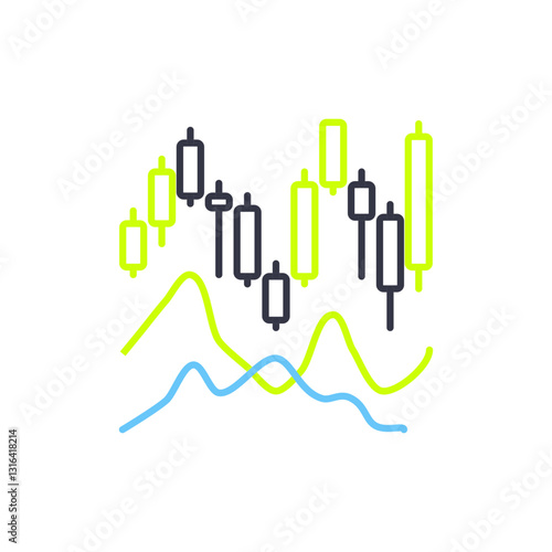 Moving Average (MA) Colored Icons Highlighting Smoothed Price Trends (Forex, Trading Tools).