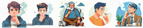 Vector of a person smoking.