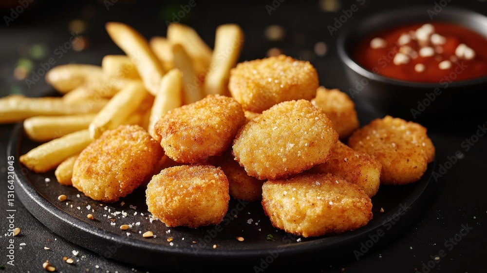 French fries, nestled on a plate, awaiting a hungry appetite. French fries, nestled on a plate, awaiting a hungry appetite.