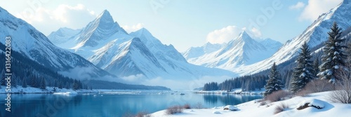 Wallpaper Mural Serene landscape with snow-capped mountains and vast ice caps, Natural Wonders, Snowy Forest, Fossilized Trees Torontodigital.ca