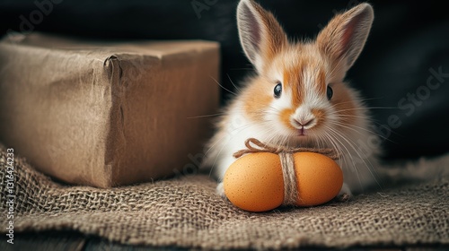 Adorable bunny with Easter eggs.  Perfect for spring or Easter themed projects. photo