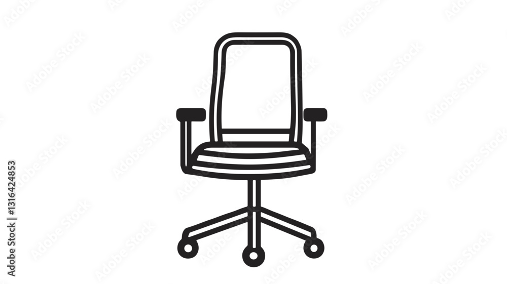 Vector icon of an office chair with wheels and a copy space for text
