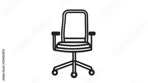Vector icon of an office chair with wheels and a copy space for text
