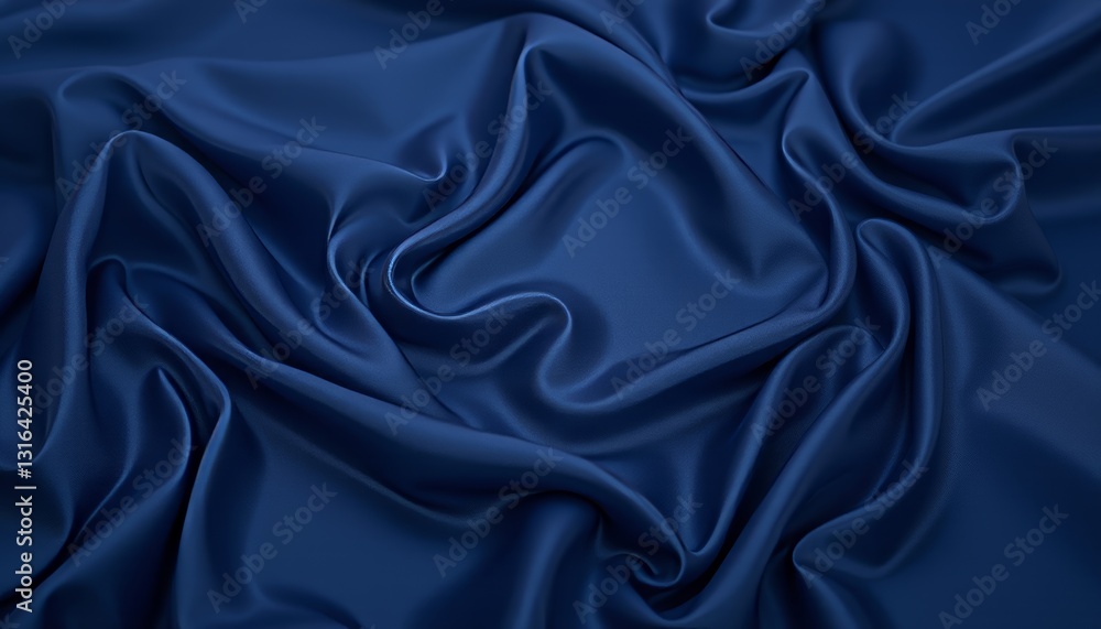 Obraz premium Navy blue satin with intricate folds and waves for a sophisticated and timeless design