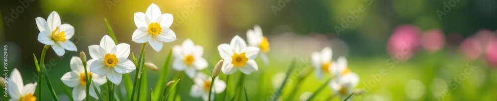 White Freesia in a garden amidst spring blossoms, freesia, flower White Freesia in a garden amidst spring blossoms, freesia, flower