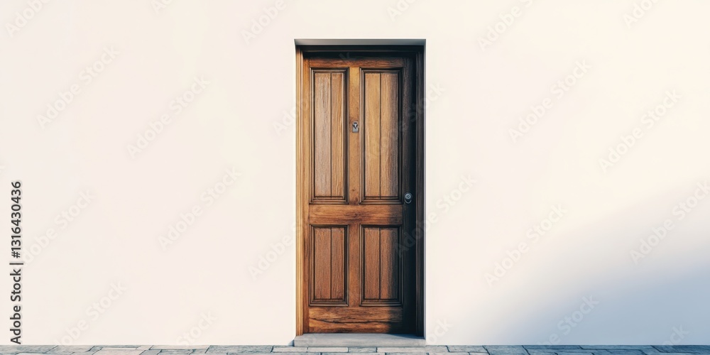Obraz premium Blue wooden door in an old stone wall of a vintage house