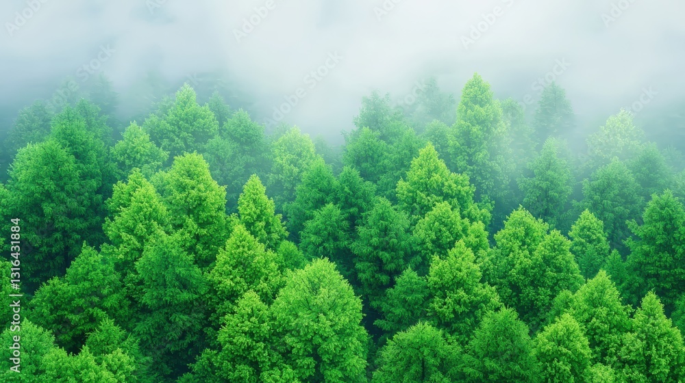 Lush green trees shrouded in mist create a serene, tranquil atmosphere, showcasing nature's beauty and abundance. Lush green trees shrouded in mist create a serene, tranquil atmosphere, showcasing nature's beauty and abundance.