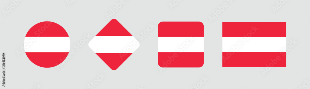 Obraz premium Vector Austria National Flag icon collection. Flag set of Austria various styles.