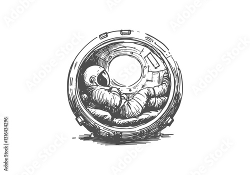 Astronaut hand drawn sketch vector illustration