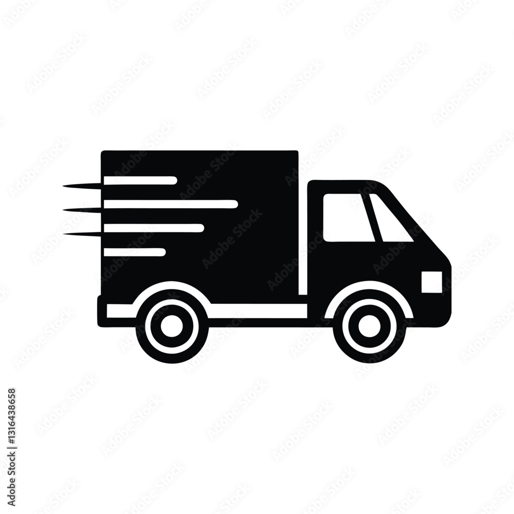 Modern vector of a fast delivery truck icon on white background. Courier van in motion for shipping, transportation, and logistic services. Clean flat design for express delivery themes.
Modern vector of a fast delivery truck icon on white background. Courier van in motion for shipping, transportation, and logistic services. Clean flat design for express delivery themes.