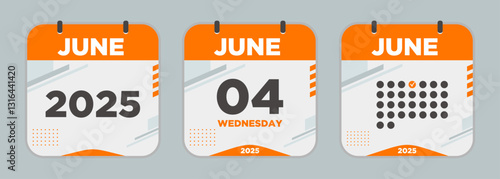 Modern Calendar icon. June. 2025 4 day. The concept of waiting for an important date. Day calendar with date June 4. Cheklist day calendar. Vector illustration.