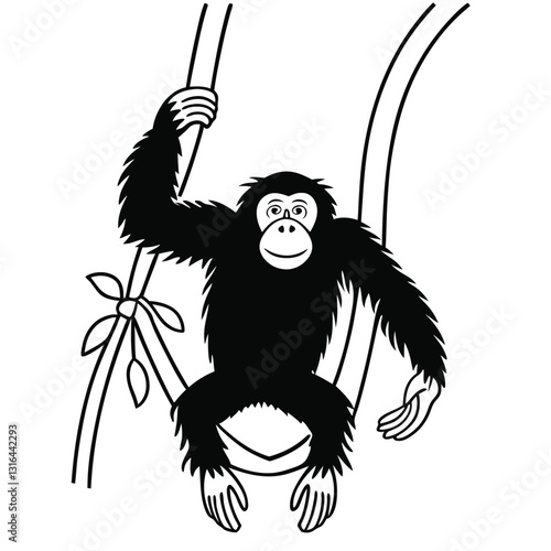 A vector silhouette image of a orangutan (40).eps