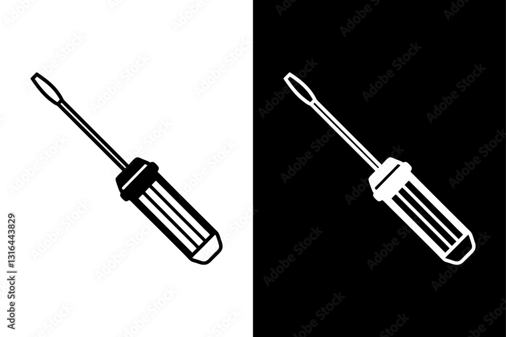 Fototapeta premium Simple Screwdriver Icon High-Quality Black and White Silhouette Vector.