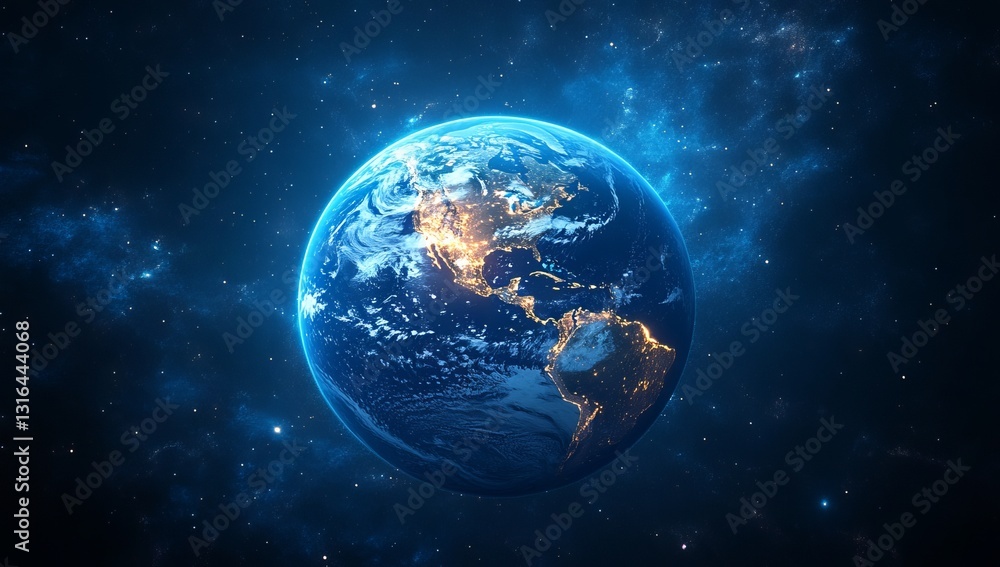 Abstract Planet Earth with Digital Connections and Global Network on a Blue Background Abstract Planet Earth with Digital Connections and Global Network on a Blue Background