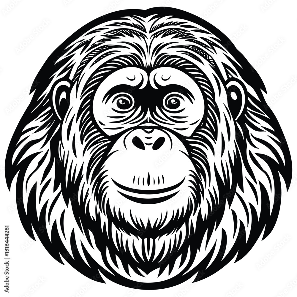 Fototapeta premium A vector silhouette image of a orangutan (5).eps