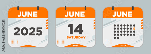 Modern Calendar icon. June. 2025 14 day. The concept of waiting for an important date. Day calendar with date June 14. Cheklist day calendar. Vector illustration.