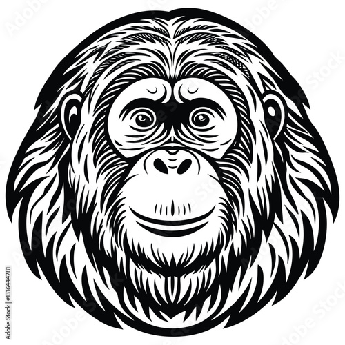 A vector silhouette image of a orangutan (5).eps