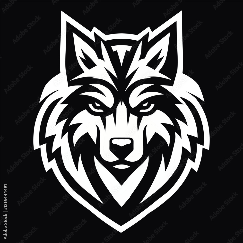 Fototapeta premium wolf logo black and white simple logo