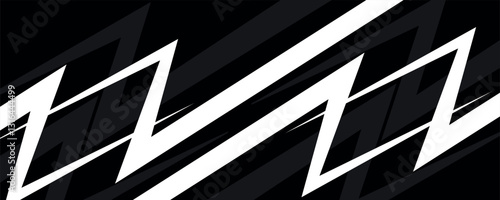 Abstract black and white background with spikes and zigzag line pattern