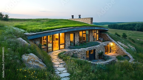 Earth-sheltered home blending into nature's design with sustainable architecture