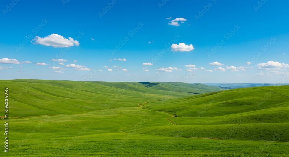 Fototapeta premium green field and blue sky