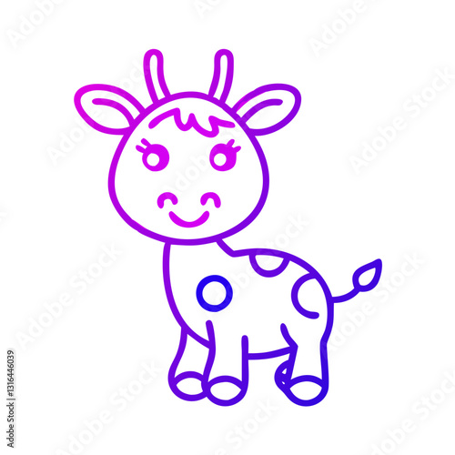 Charming baby giraffe illustration highlighting its innocence perfect for kids designs.