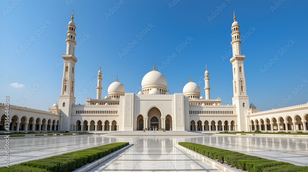 Fototapeta premium Muscat, Oman - completed in 2001 and with a total capacity of up to 20,000 worshipers, the Sultan Qaboos Grand Mosque is the largest mosque in Oman and a main attraction in Muscat
