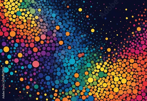 Abstract background with a pointillism style, colorful dots, vibrant hues. Generative AI.