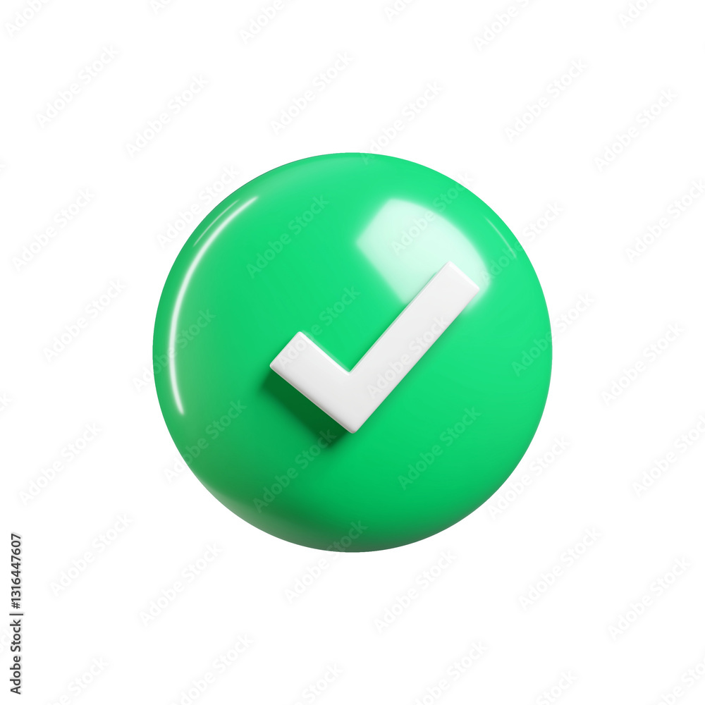 3d green tick icon on green circle- check mark or done concept png 3d green tick icon on green circle- check mark or done concept png