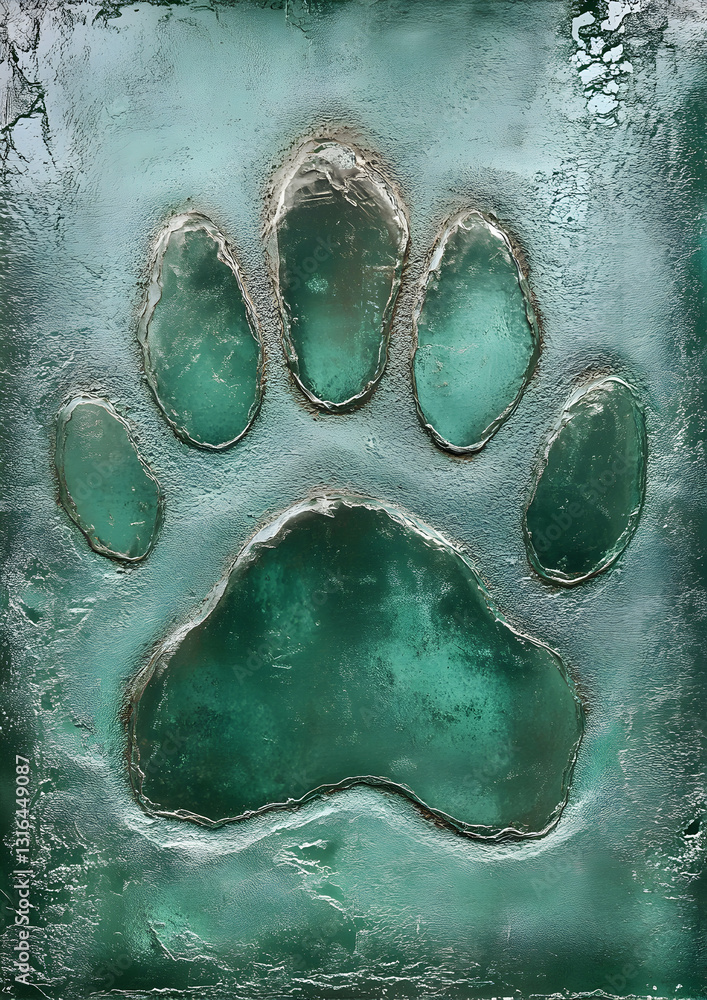 Obraz premium Frosted Glass Paw Print Memorial Installation, A Touching Tribute