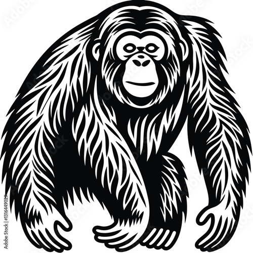 A vector silhouette image of a orangutan (22).eps