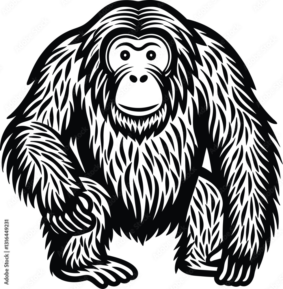 Fototapeta premium A vector silhouette image of a orangutan (23).eps