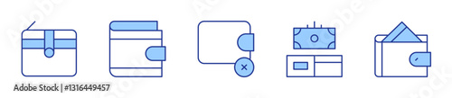 cash, wallet, no money. Wallet Icon vector illustration. Line Duotone style. Editable stroke