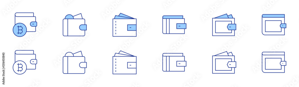 Wallet icon set in two styles, Duotone and Thin Line style. Editable stroke. wallet. Wallet icon set in two styles, Duotone and Thin Line style. Editable stroke. wallet.