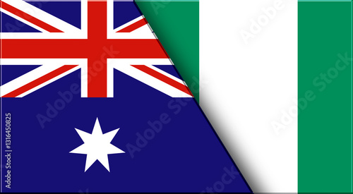 Flags of Australia and Nigeria. Australian and Nigerian National flag on Fabric