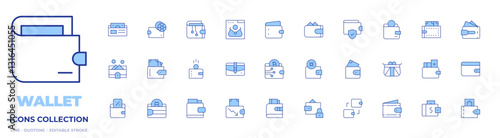 Wallet icons collection. Line Duotone style, editable stroke. purse, wallet, transaction, loss, ewallet, digital wallet