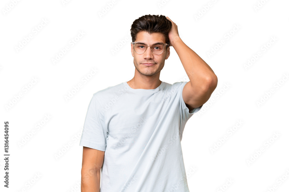 Young caucasian handsome man over isolated background with an expression of frustration and not understanding