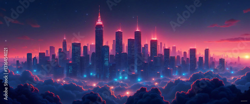 Futuristic Cityscape at Sunset