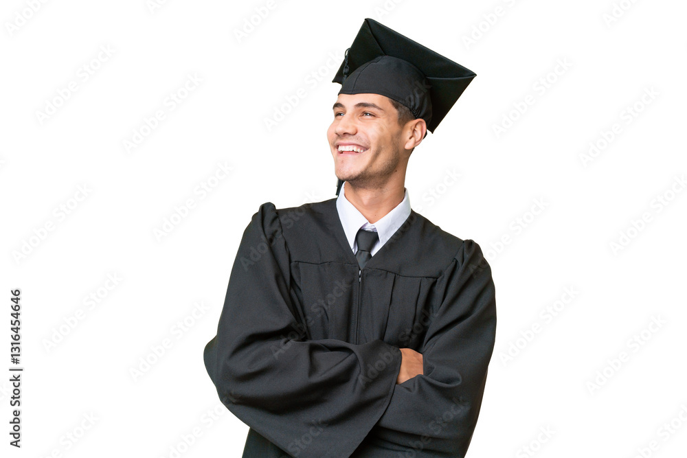 Young university graduate caucasian man over isolated background happy and smiling Young university graduate caucasian man over isolated background happy and smiling