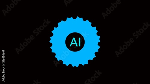 Motion graphic of Blue digital AI logo with futuristic technology . Chat with AI or artificial intelligence technology. Use AI technology by inputting, deep	