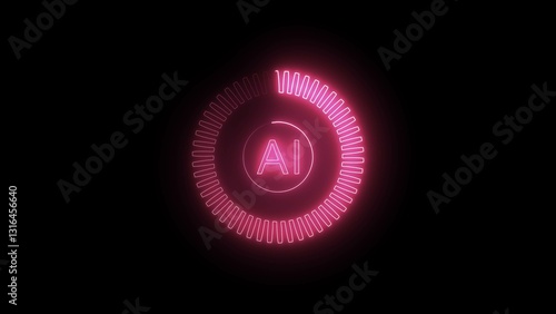 Motion graphic of Blue digital AI logo with futuristic technology . Chat with AI or artificial intelligence technology. Use AI technology by inputting, deep	