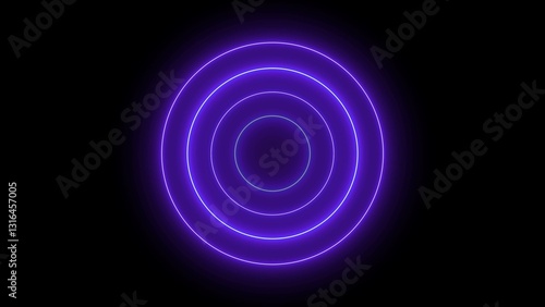 Neon circle frame Technology. Abstract seamless loop neon circle. Blue neon circles hi-tech motion background seamless loop. repetitive motion iiiustration. isolated on black.