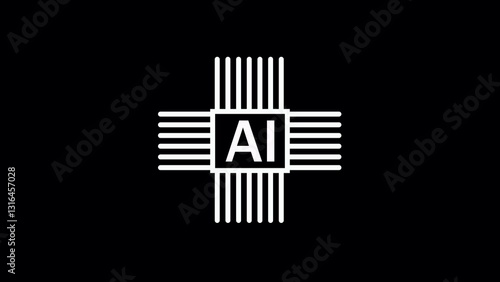 Motion graphic of Blue digital AI logo with futuristic technology . Chat with AI or artificial intelligence technology.