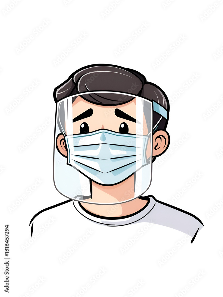 shield surgical mask cartoon. breathability comfort, fit elastic, earloop nosepiece shield surgical mask sign. isolated symbol vector illustration